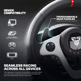 FANTECH R1V2 Professional 900° Racing Steering Wheel Bundle with Gear Shifter & Hall-Effect Pedals, Dual-Motor Vibration