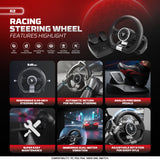 Fantech R2 Racing Steering Wheel with Analog Pedals – 180° Rotation, Dual Vibration for PC, PS4, PS3, Xbox One & Switch