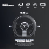 Fantech R2 Racing Steering Wheel with Analog Pedals – 180° Rotation, Dual Vibration for PC, PS4, PS3, Xbox One & Switch