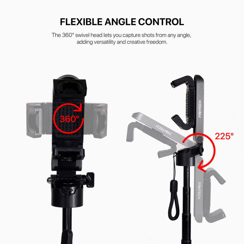 FANTECH SS141 SELFIE STICK: Pocket-Sized Mini Quadripod Stand, Bluetooth Remote, Adjustable Height (11.7 cm to 41 cm)