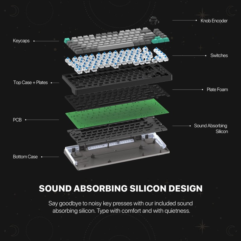 Fantech STELLAR Edition MK913 - ATOM PRO83, 3 Modes: Bluetooth, Wireless & Wired, Built-in Battery, Mechanical Gaming Keyboard
