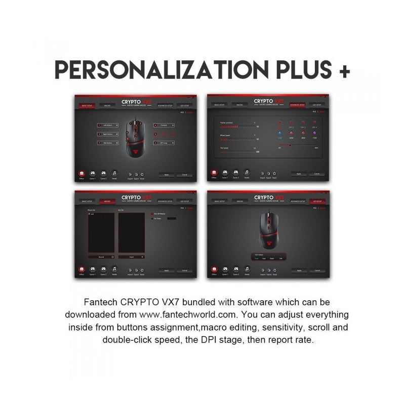 Fantech VX7 CRYPTO, Advanced Sensor 8000DPI, RGB Lighting, Wired Gaming Mouse