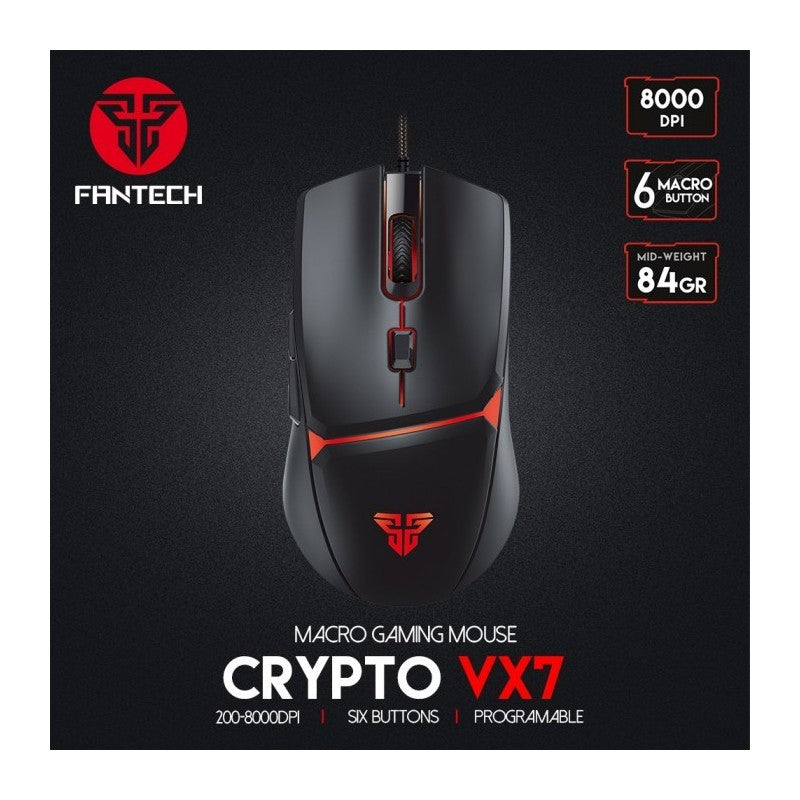 Fantech VX7 CRYPTO, Advanced Sensor 8000DPI, RGB Lighting, Wired Gaming Mouse