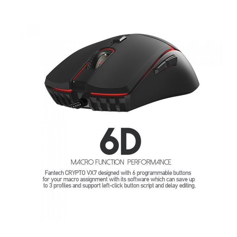 Fantech VX7 CRYPTO, Advanced Sensor 8000DPI, RGB Lighting, Wired Gaming Mouse
