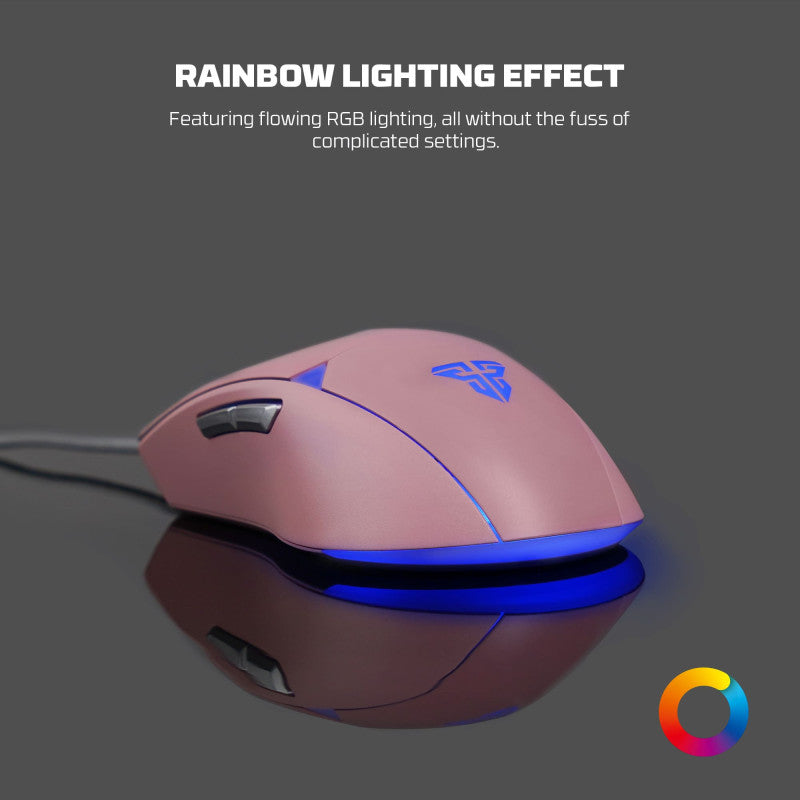 Fantech VX7V2 CRYPTO, Advanced Sensor 8000DPI, RGB Lighting, Wired Gaming Mouse (Pink)