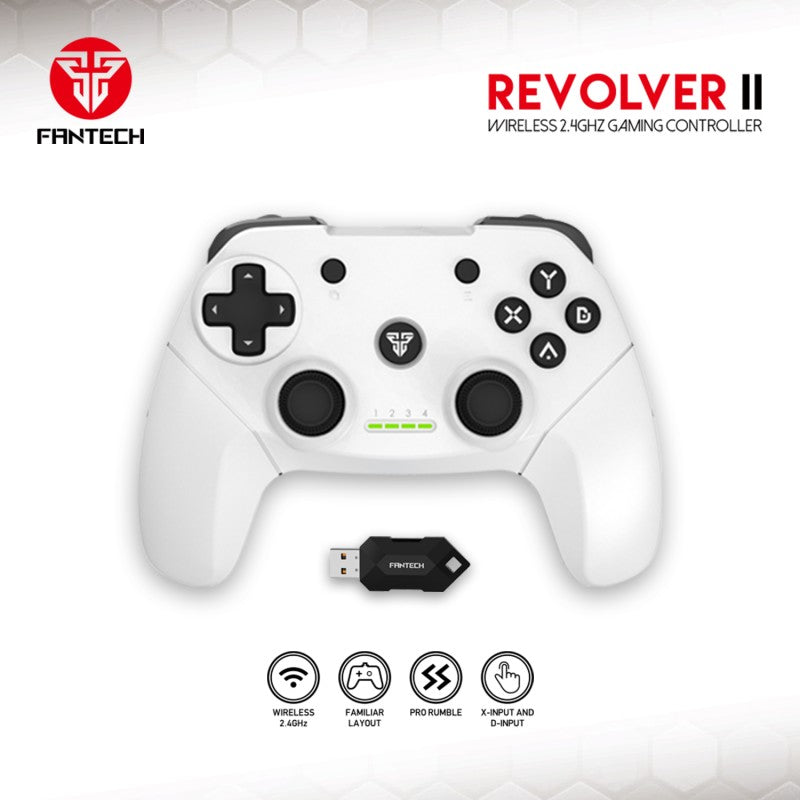 Fantech WGP12 Revolver II: Wireless 2.4GHz Gaming Controller with Buit-In Rechargeable Lithium-ion Battery