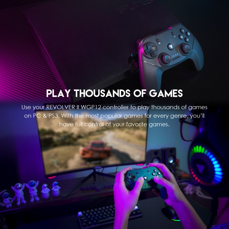 Fantech WGP12 Revolver II: Wireless 2.4GHz Gaming Controller with Buit-In Rechargeable Lithium-ion Battery