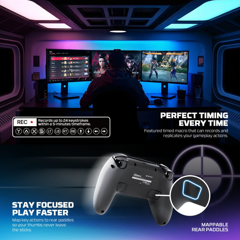 FANTECH WGP16 NOVA II Wireless Multi-Platform Gamepad – Dual Mode, Vibration, Motion Controls, 10H Battery, Black