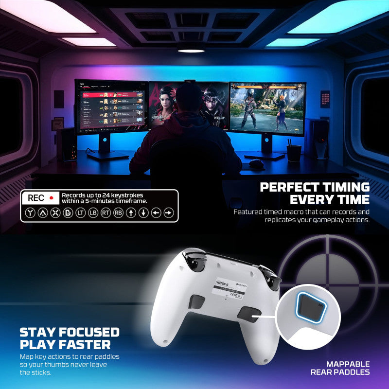 FANTECH WGP16 NOVA II Wireless Multi-Platform Gamepad – Dual Mode, Vibration, Motion Controls, 10H Battery, White
