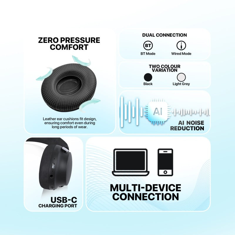 FANTECH WH07A GO VIBE: Bluetooth, - Active Noise Cancelling (ANC) WIRELESS HEADSET