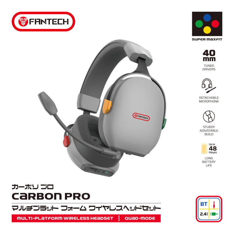Fantech WHG06 CARBON PRO Multi-Platform Wireless Headset, QUAD Mode Connection