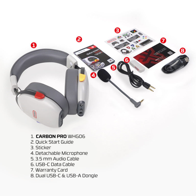 Fantech WHG06 CARBON PRO Multi-Platform Wireless Headset, QUAD Mode Connection