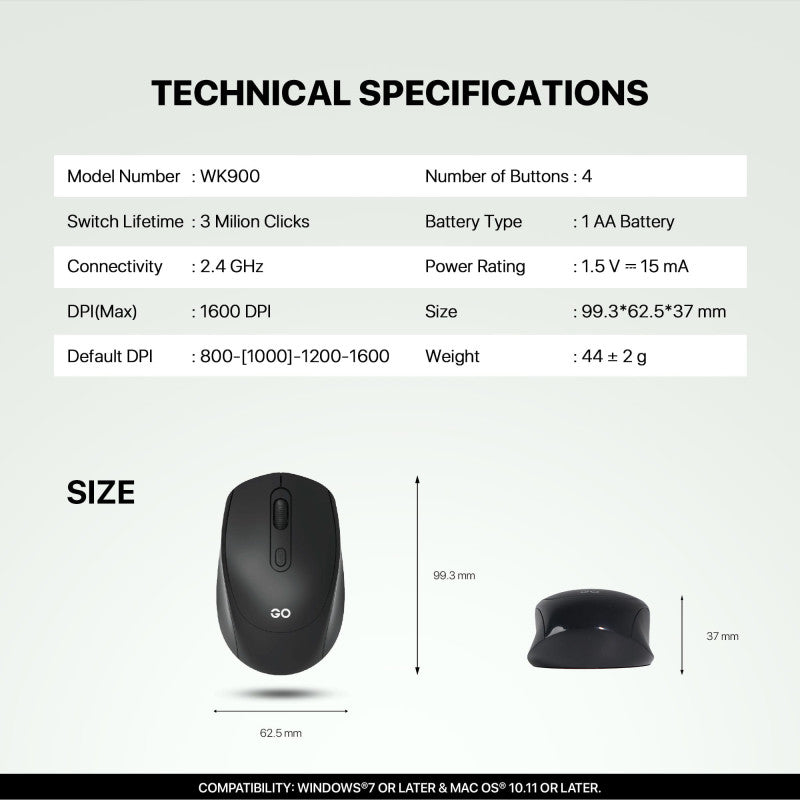 FANTECH WK900 Wireless 2.4 GHz Silent Keyboard & Mouse Combo English/Arabic, 1600 DPI, Perfect for Daily Office or Business Use
