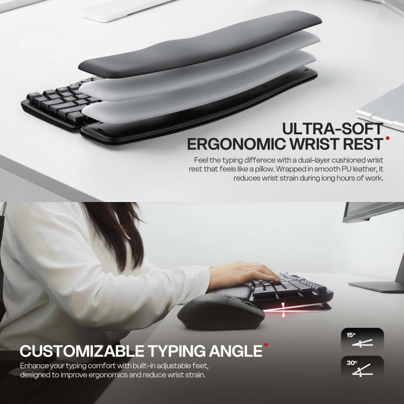 FANTECH WKM71 AERA ARCH: The Ultimate Natural Curved Ergonomic Wireless Combo, High-Performance Silent Keyboard & Mouse
