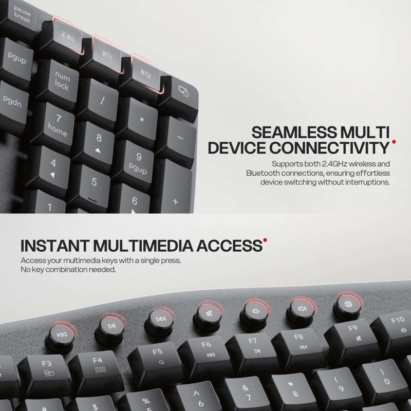 FANTECH WKM71 AERA ARCH: The Ultimate Natural Curved Ergonomic Wireless Combo, High-Performance Silent Keyboard & Mouse