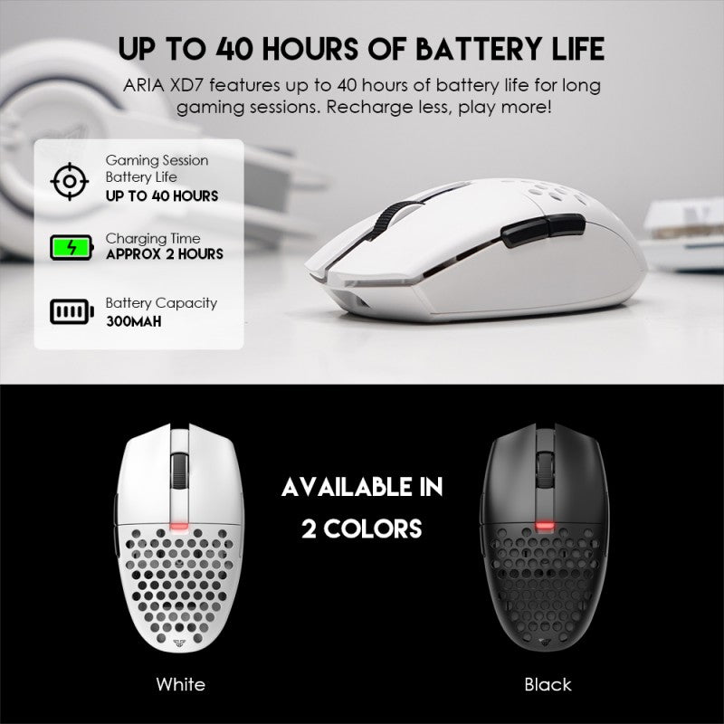 Fantech XD7 Aria GO Mouse, 3 Mode Connection Wired, Bluetooth & Wireless, 26000DPI, Ultra light weight, Built-in Battery