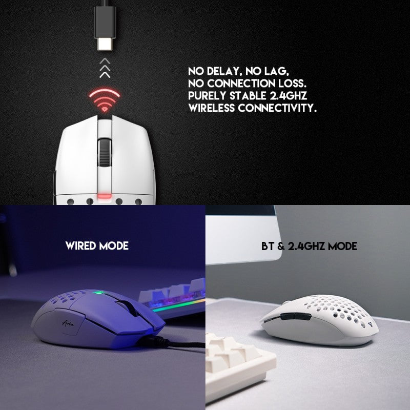 Fantech XD7 Aria GO Mouse, 3 Mode Connection Wired, Bluetooth & Wireless, 26000DPI, Ultra light weight, Built-in Battery