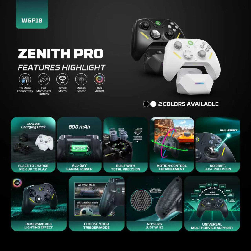 FANTECH Zenith Pro WGP18 Multi-Platform Wireless Controller Hall Effect, RGB, Motion Sensor, Macro, Touchpad, 10H Battery