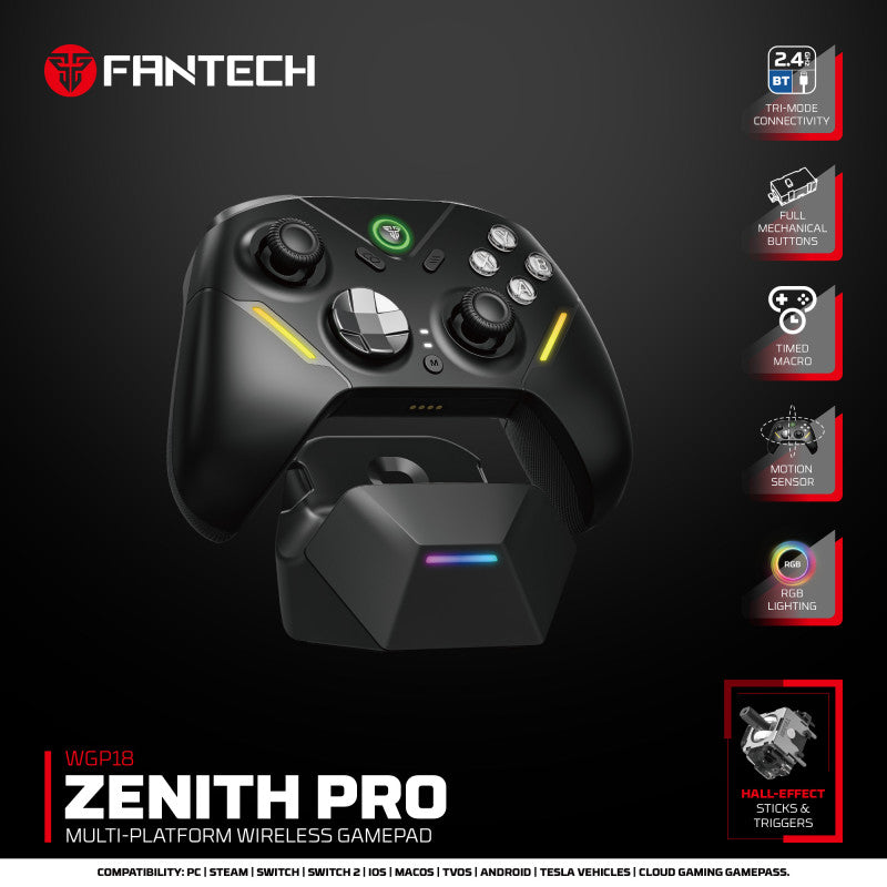 FANTECH Zenith Pro WGP18 Multi-Platform Wireless Controller Hall Effect, RGB, Motion Sensor, Macro, Touchpad, 10H Battery