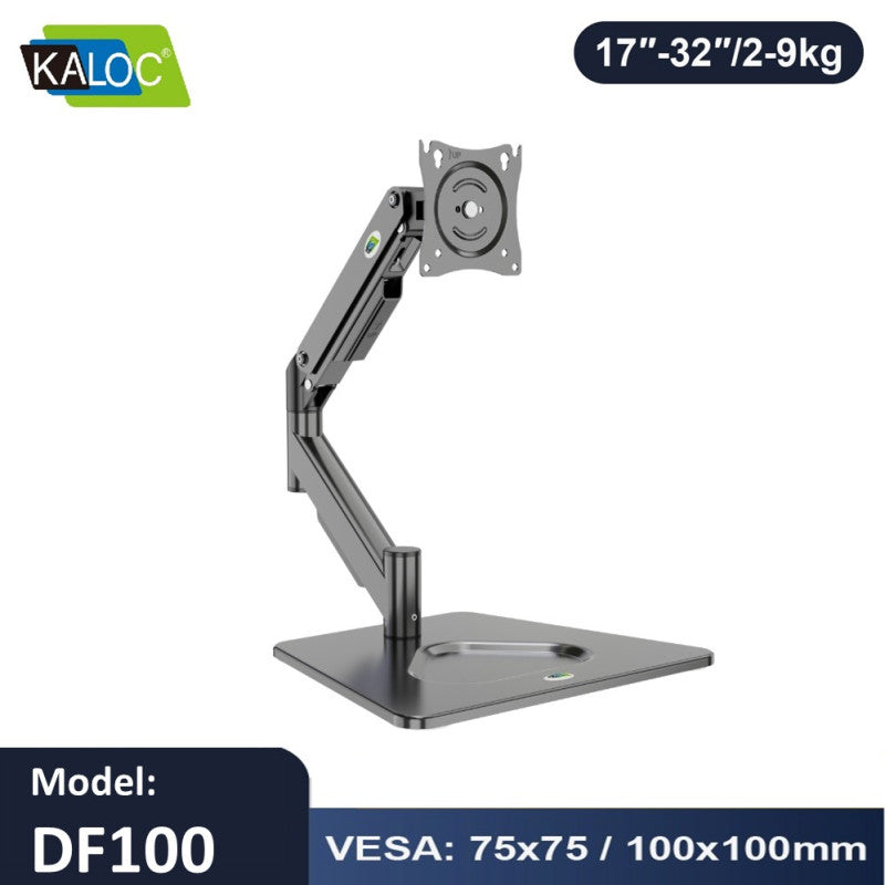 KALOC DF100 17–32" Monitor Stand with Gas Spring Arm, Adjustable Heavy-Duty Desk Mount