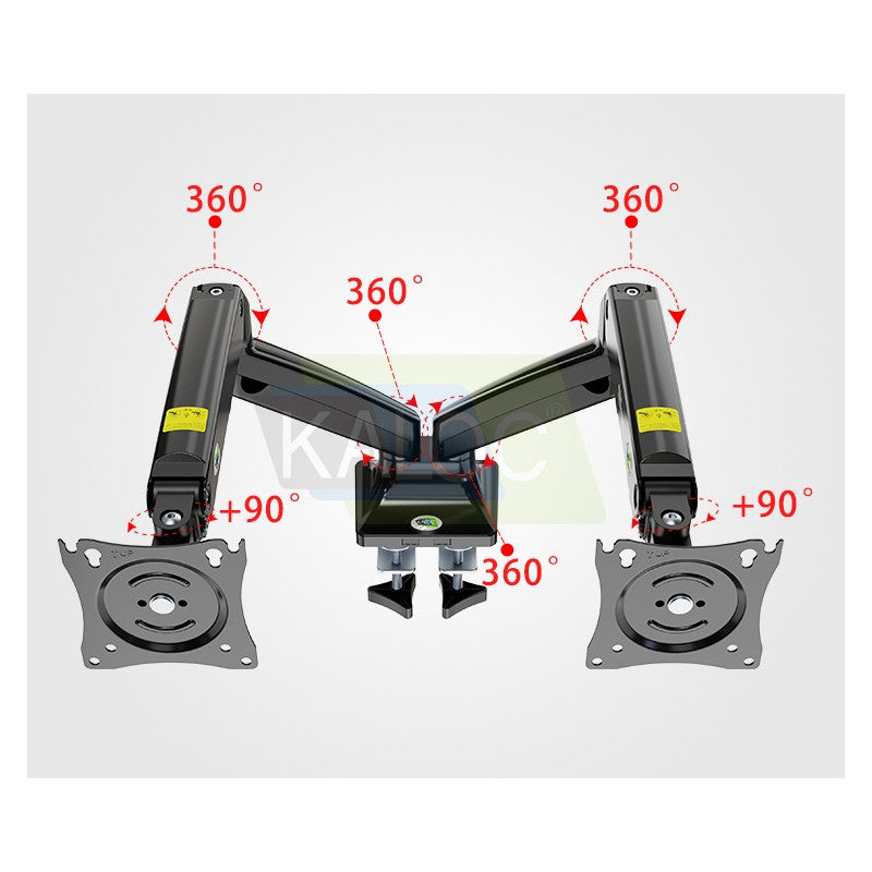 KALOC DS110-2B PRO ERGO Dual Monitor Arm, Gas Spring & USB Extension & Cable Management for 17 to 32 Inch Screens (Up to 10kg)