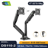KALOC DS110-2B PRO ERGO Dual Monitor Arm, Gas Spring & USB Extension & Cable Management for 17 to 32 Inch Screens (Up to 10kg)