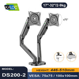 KALOC DS200-2B Ergonomic Dual Monitor Arm, Gas Spring & USB Extension & Cable Management for 17 to 32 Inch Screens (Up to 9kg)
