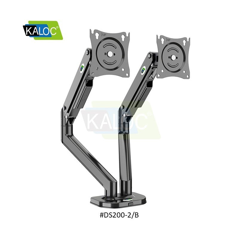 KALOC DS200-2B Ergonomic Dual Monitor Arm, Gas Spring & USB Extension & Cable Management for 17 to 32 Inch Screens (Up to 9kg)