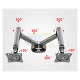 KALOC DS200-2B Ergonomic Dual Monitor Arm, Gas Spring & USB Extension & Cable Management for 17 to 32 Inch Screens (Up to 9kg)