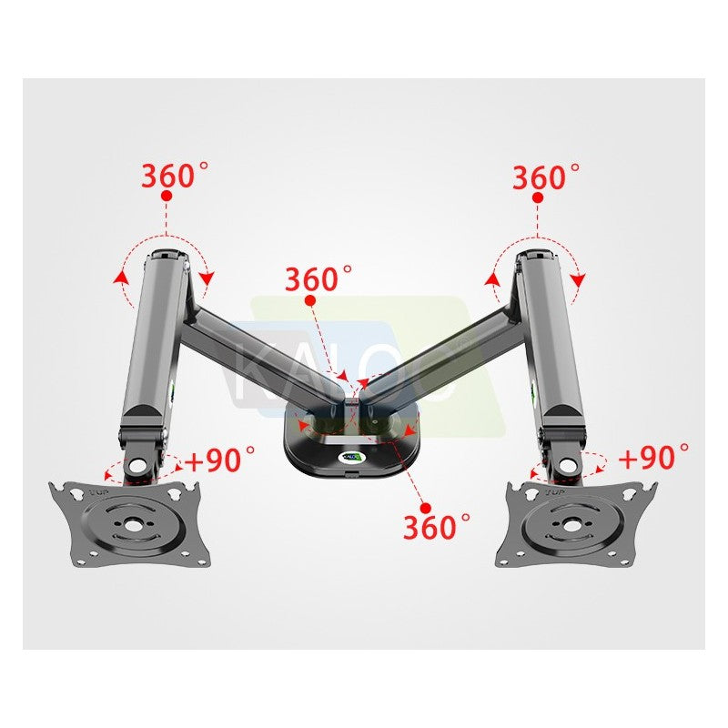 KALOC DS200-2B Ergonomic Dual Monitor Arm, Gas Spring & USB Extension & Cable Management for 17 to 32 Inch Screens (Up to 9kg)