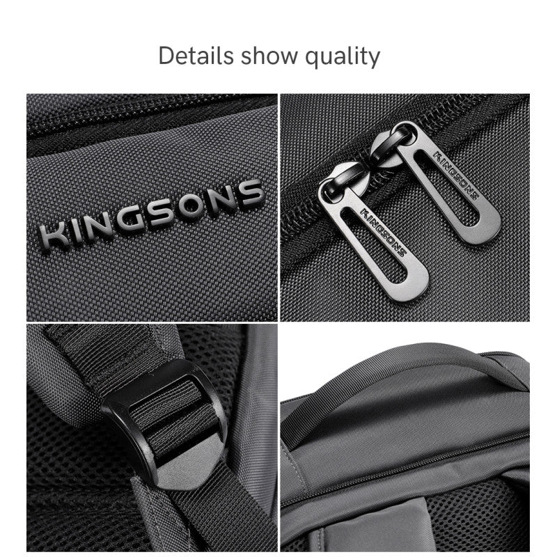 KINGSONS KS25465 15.6" Premium Waterproof Laptop Backpack, Multi-Compartment Ergonomic Travel Bag, Business design