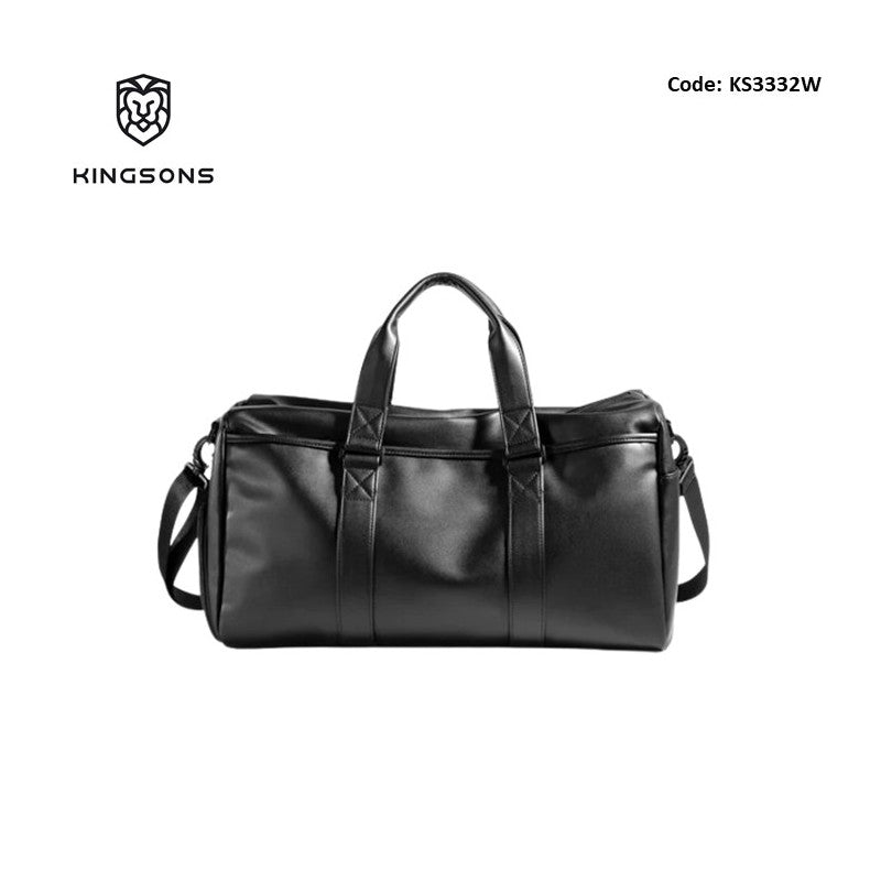 Kingsons KS3332W 29L Travel & Gym Duffle Bag – Waterproof PU Leather, Shoe Compartment & Wet Storage