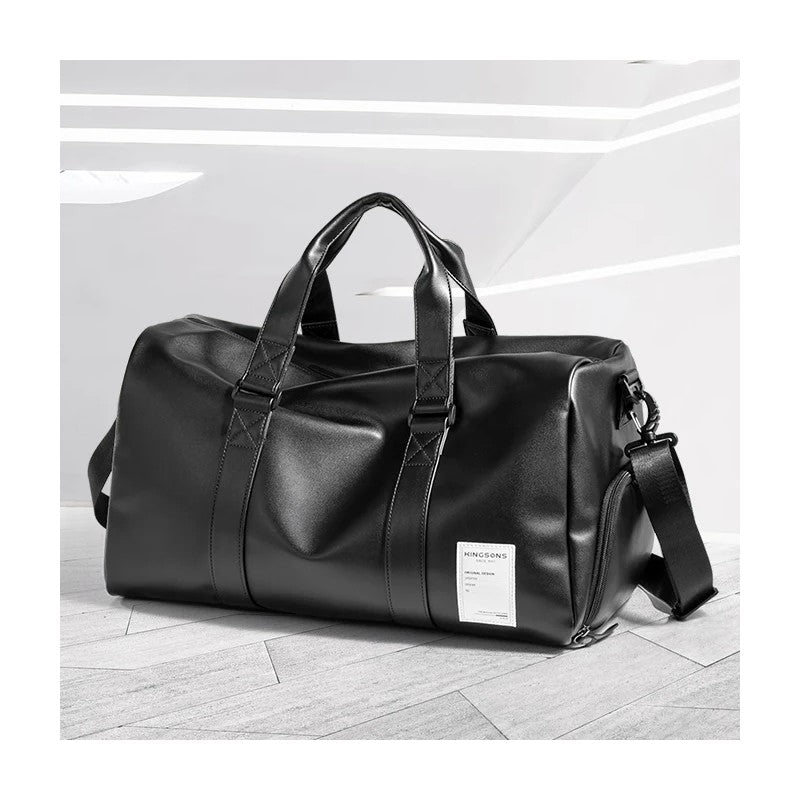 Kingsons KS3332W 29L Travel & Gym Duffle Bag – Waterproof PU Leather, Shoe Compartment & Wet Storage