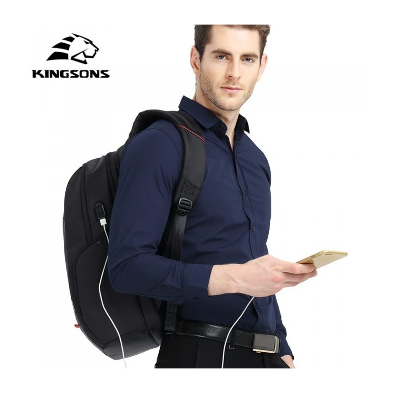 Kingsons Large & Multifunctional Design Backpack KS3140W Black, Water-resistant, shock-resistant, Ergonomic Design