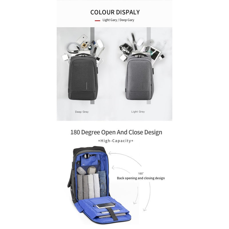 KINGSONS/VGOAL Backpack with Lock Password KS3149W/FG6303W, Dark Gray, Water-resistant, Light Weight