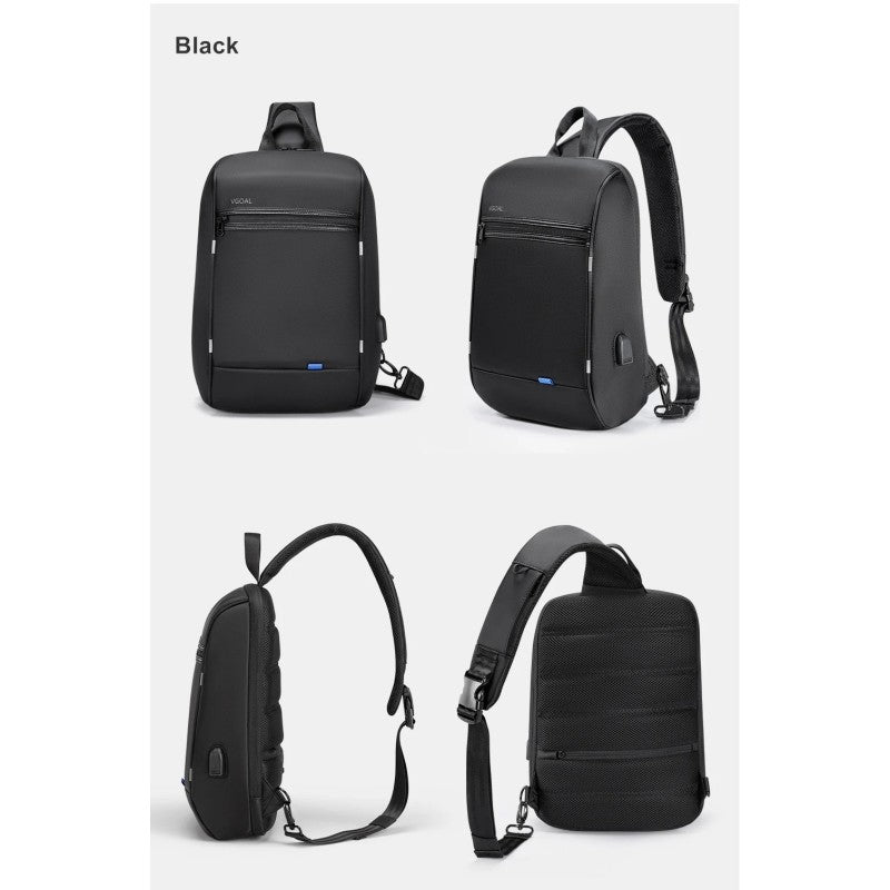 KINGSONS/VGOAL FG6307W Premium Sling Backpack – High-Quality Water-Resistant Crossbody Bag, with USB Charging & Ergonomic Strap
