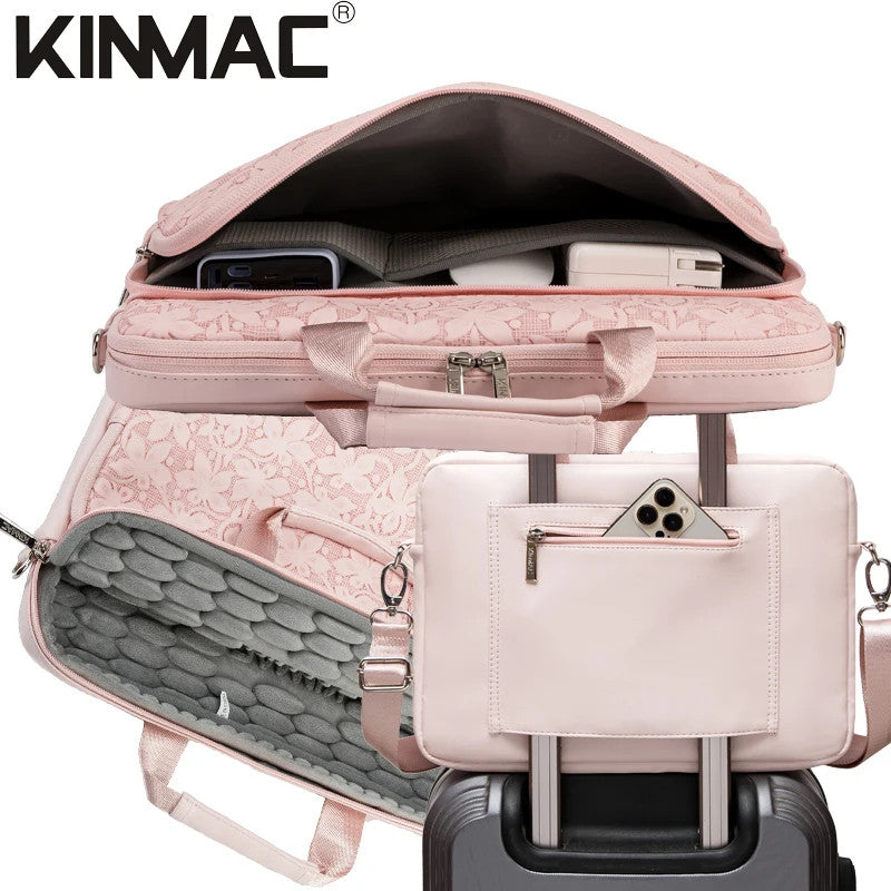 Kinmac 360° Shockproof Embossed Leather Laptop Case KMC472-73 Cloud Flower with Military Grade Protection