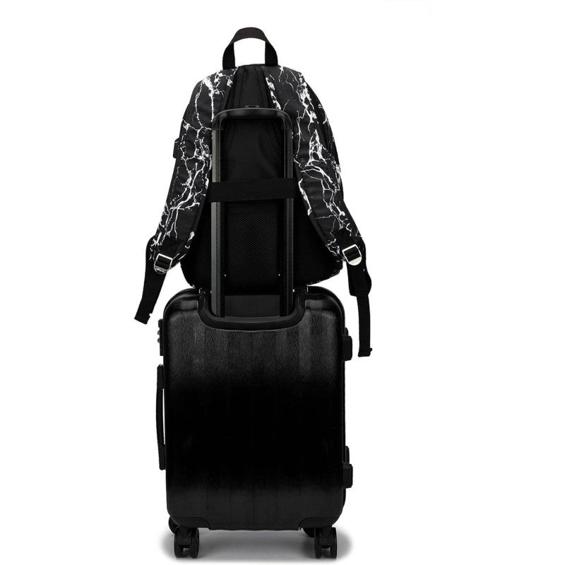 Kinmac Backpack KMB437 Black Marble, Fashion Design, High Quality, Soft Interior Lining & Water-resistant