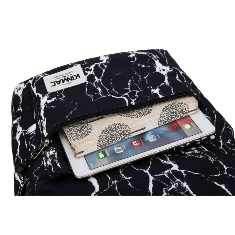 Kinmac Backpack KMB437 Black Marble, Fashion Design, High Quality, Soft Interior Lining & Water-resistant
