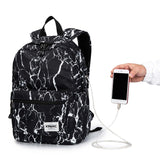 Kinmac Backpack KMB437 Black Marble, Fashion Design, High Quality, Soft Interior Lining & Water-resistant