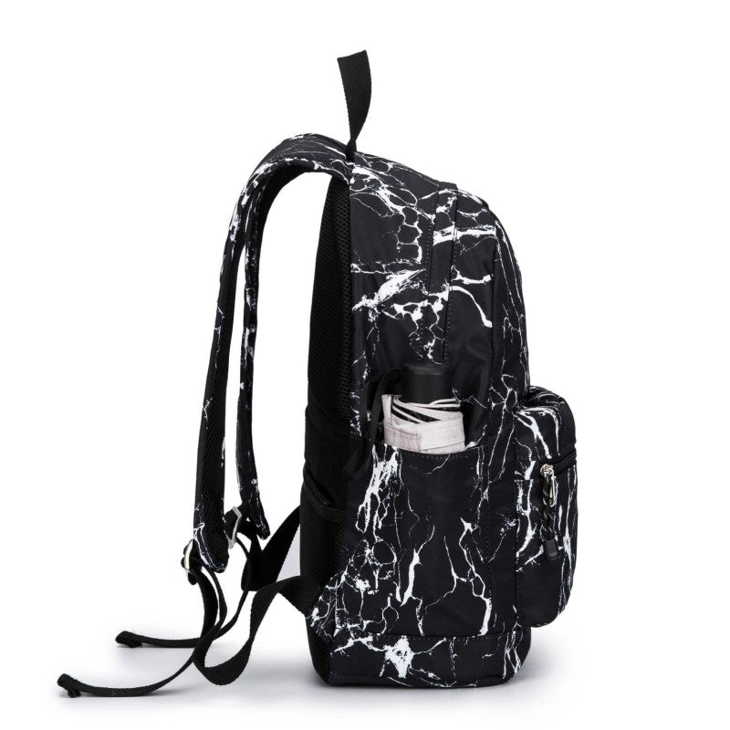 Kinmac Backpack KMB437 Black Marble, Fashion Design, High Quality, Soft Interior Lining & Water-resistant