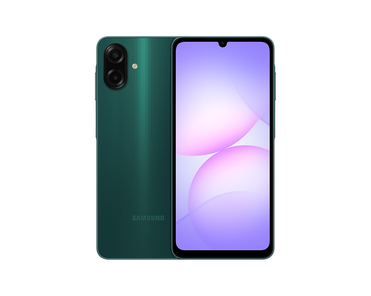 Samsung Galaxy A07s Green, front and back