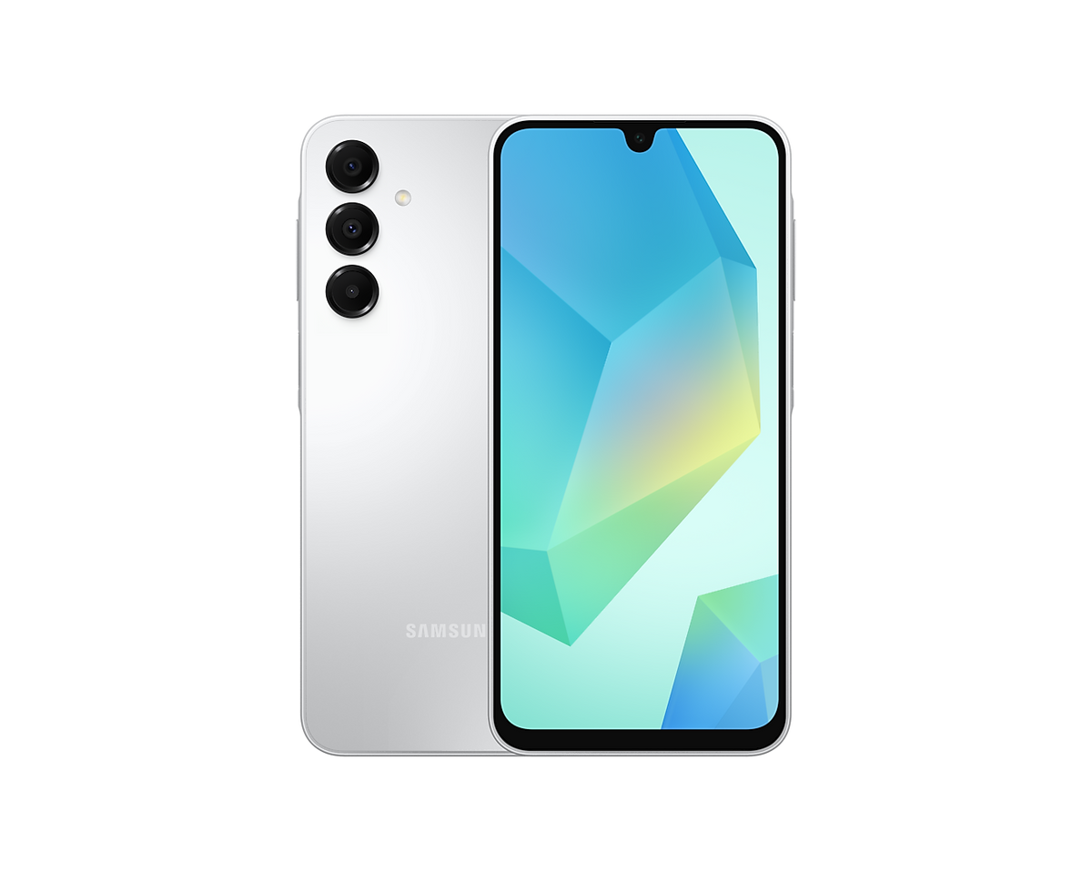 Samsung Galaxy A16 Light Gray, front and back