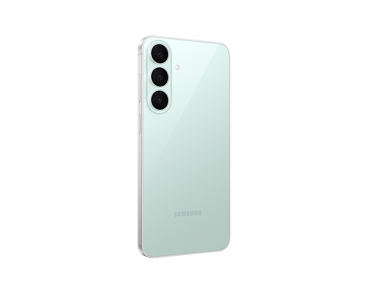 Samsung Galaxy S26 FE Pistachio, back, angled