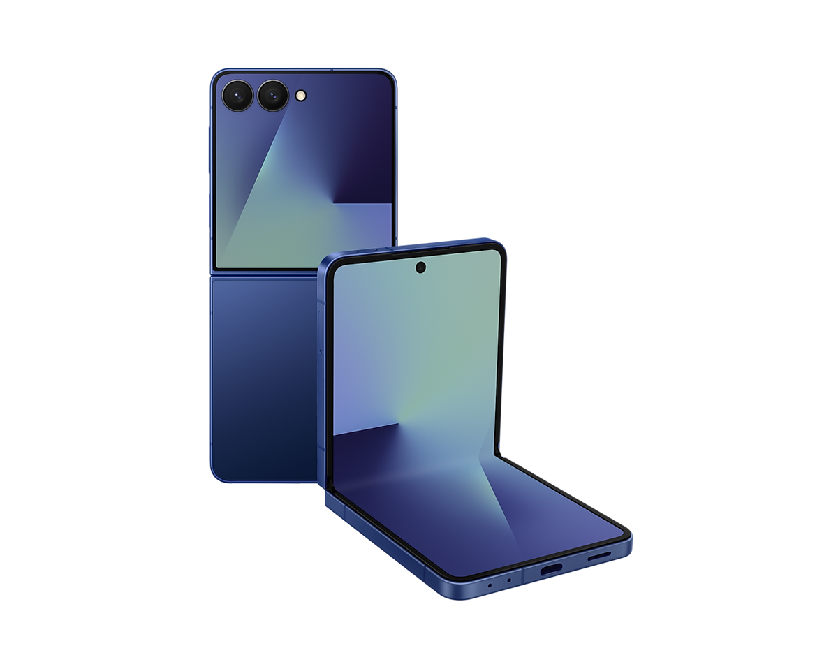 Samsung Galaxy Z Flip 7 Blue Shadow, front and back