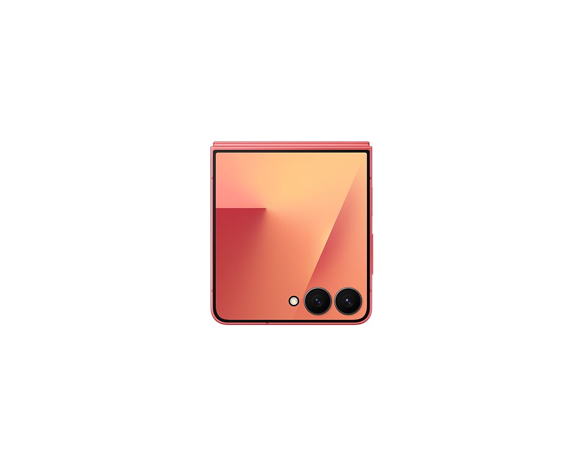 Samsung Galaxy Z Flip 7 Coralred, folded, cover screen