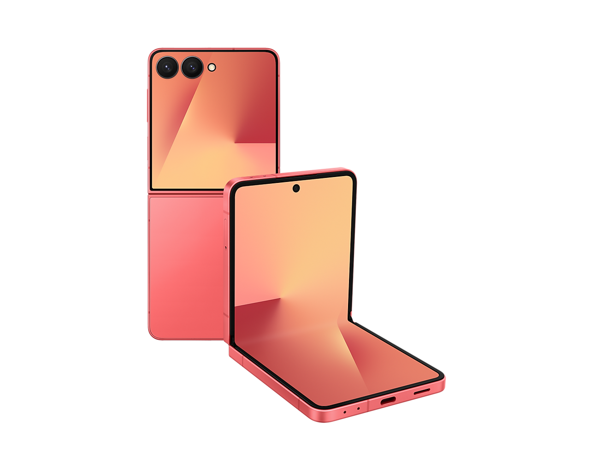 Samsung Galaxy Z Flip 7 Coralred, front and back