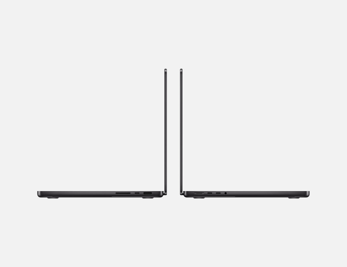 MacBook Pro 14-inch M5 Pro Space Black, side profiles open
