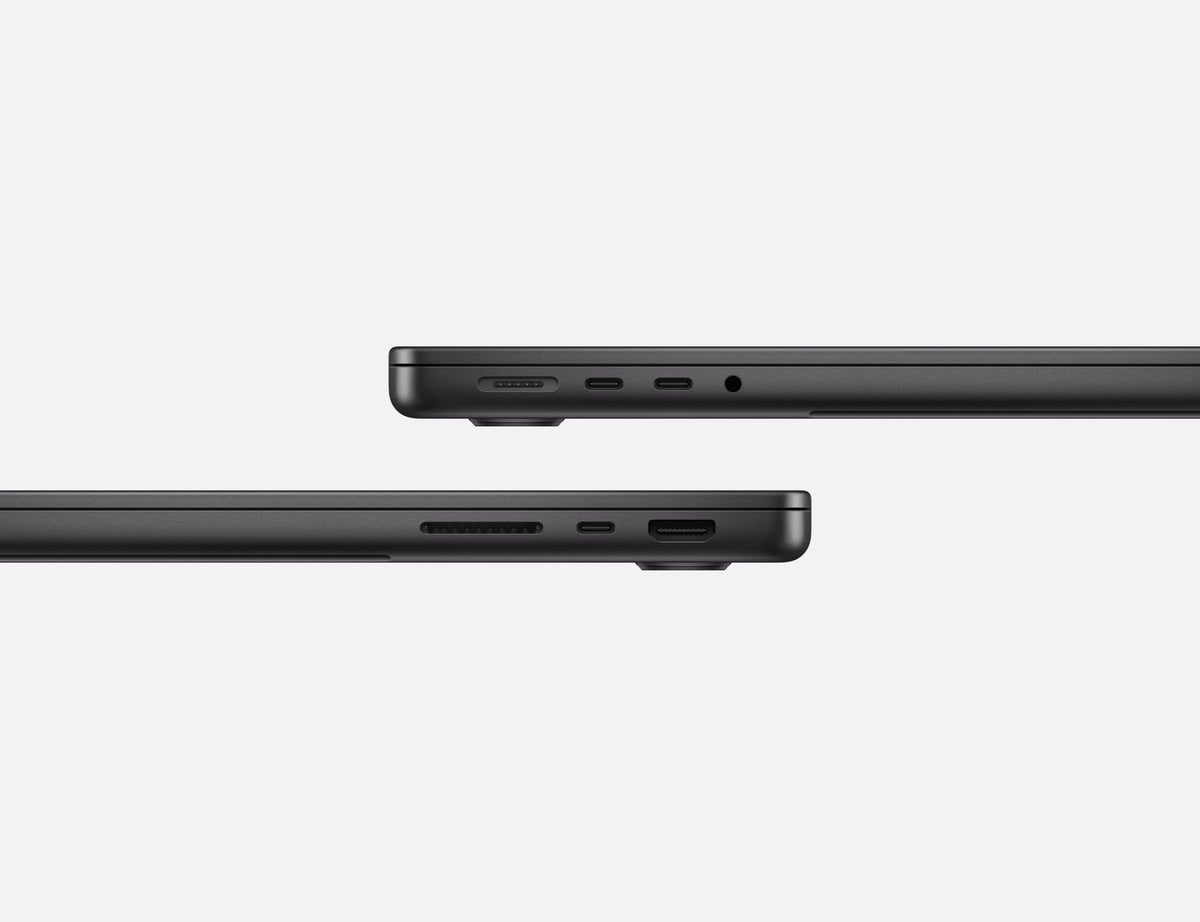 MacBook Pro 14-inch M5 Space Black, side ports close-up