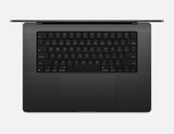 MacBook Pro 16-inch M5 Pro Space Black, top-down keyboard view